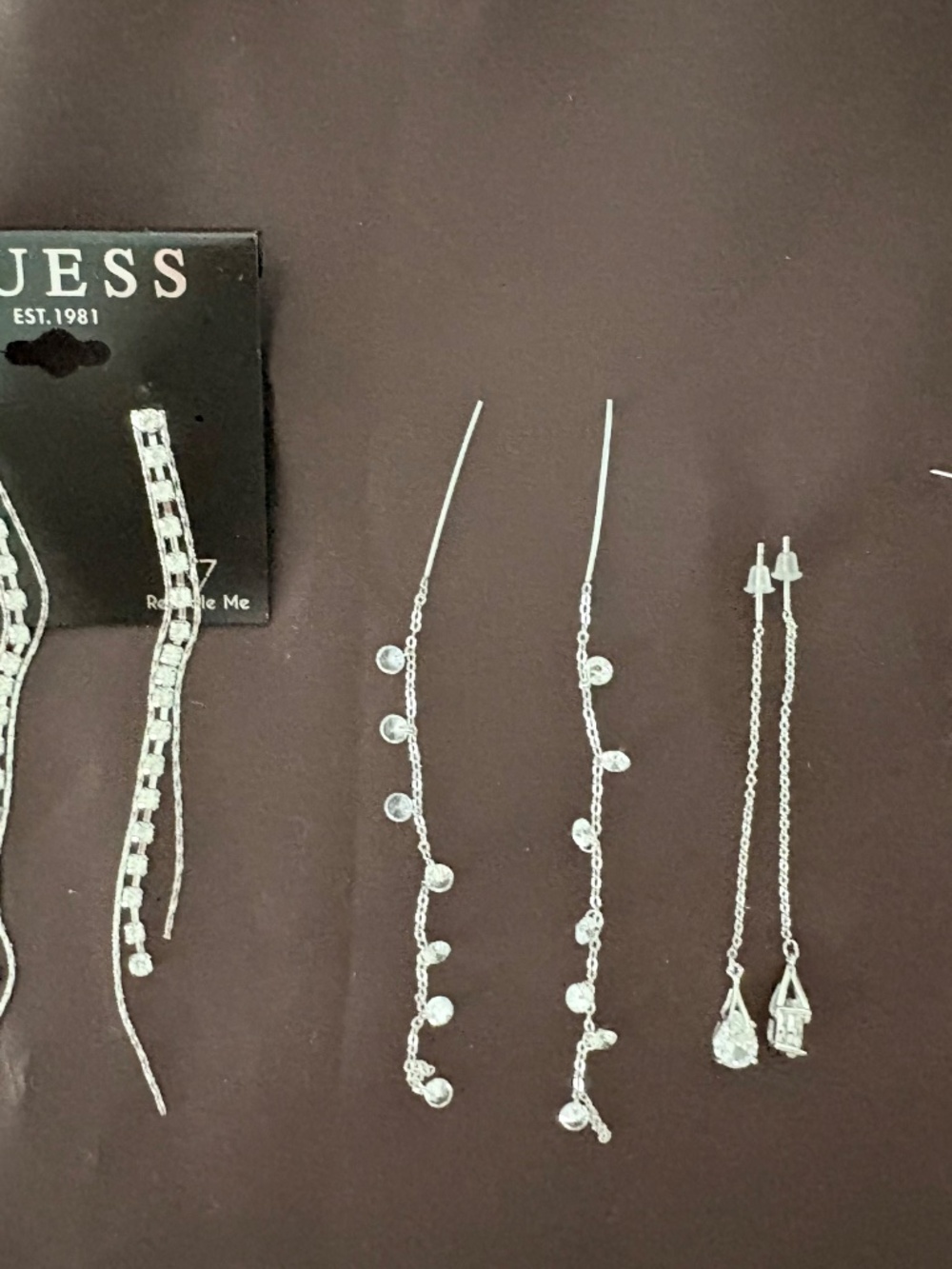 New - Never Worn Lot of 4 Pairs Silver Dangling Earrings Kenneth Lane Necklace